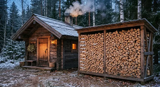 Укладка дров в Некрасовском, улица Южная, 2